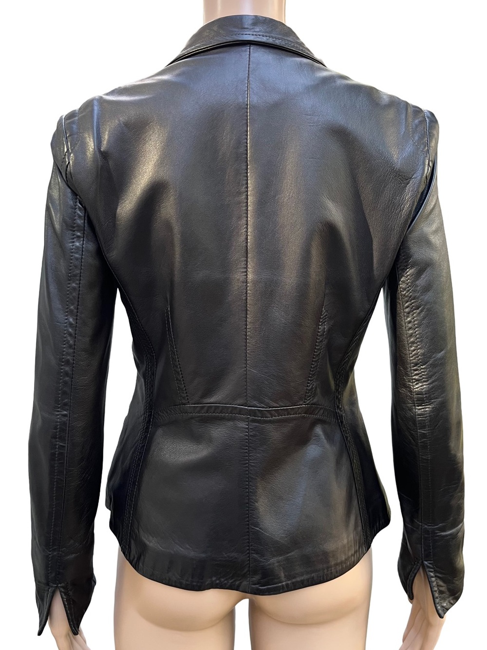 Vintage Danier Italian Leather Black Fitted Blazer XS - Picture 3 of 10